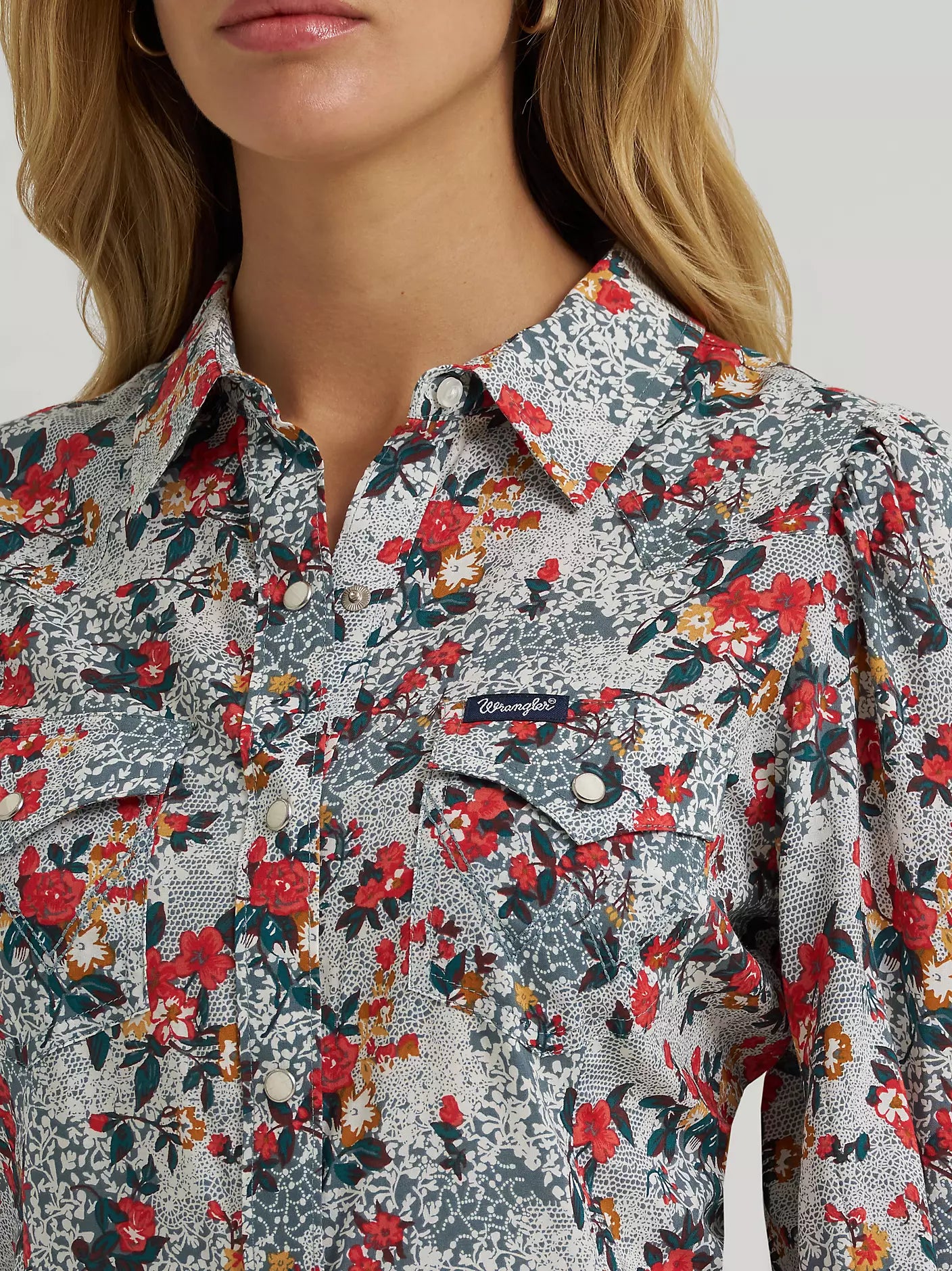 Wrangler Retro | Vintage Western Slim Blouse  | Green Floral