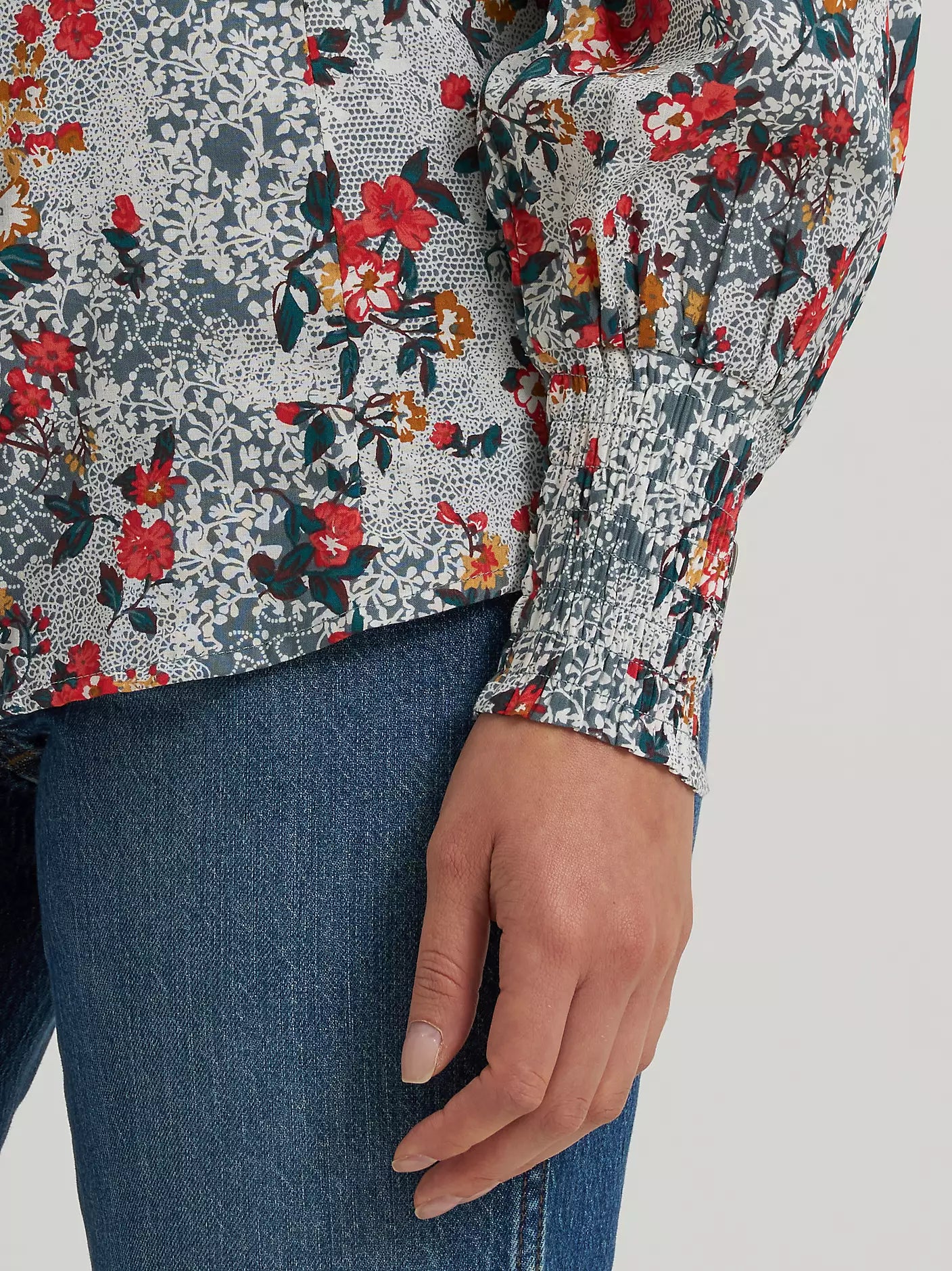 Wrangler Retro | Vintage Western Slim Blouse  | Green Floral