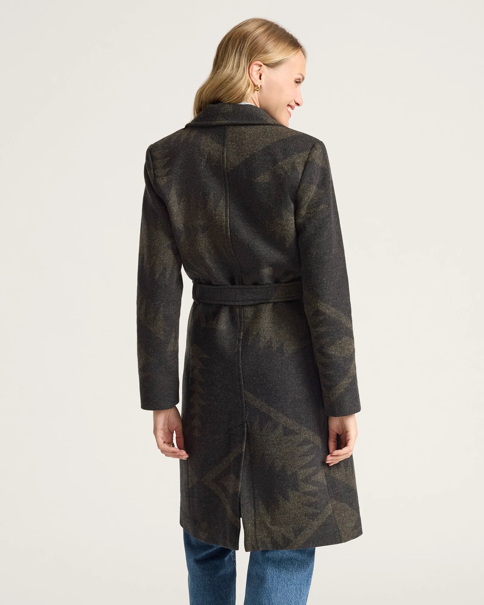Pendleton | Jacquard Wool Trench Coat | Mirror Lake Olive