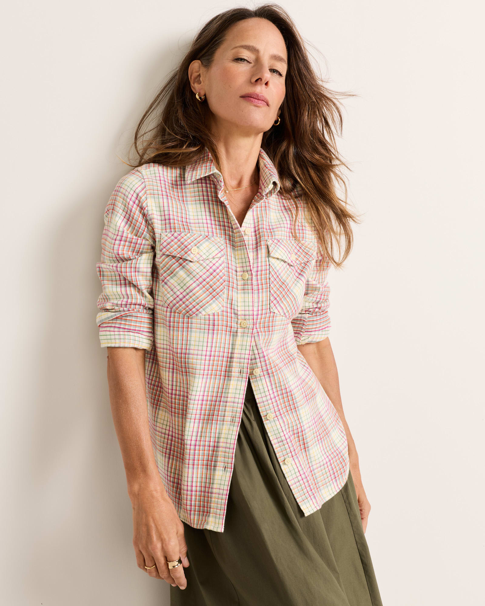 Pendleton | Riley Flannel Perfect Two Pocket Shirt | Ivory Plaid