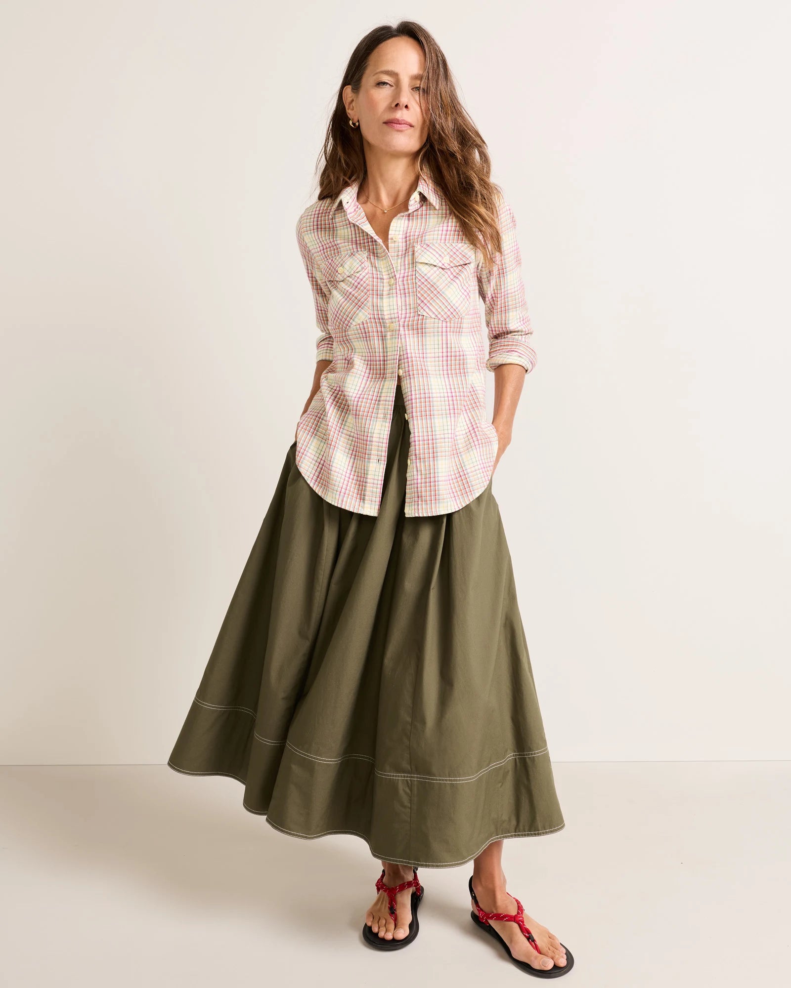 Pendleton | Riley Flannel Perfect Two Pocket Shirt | Ivory Plaid