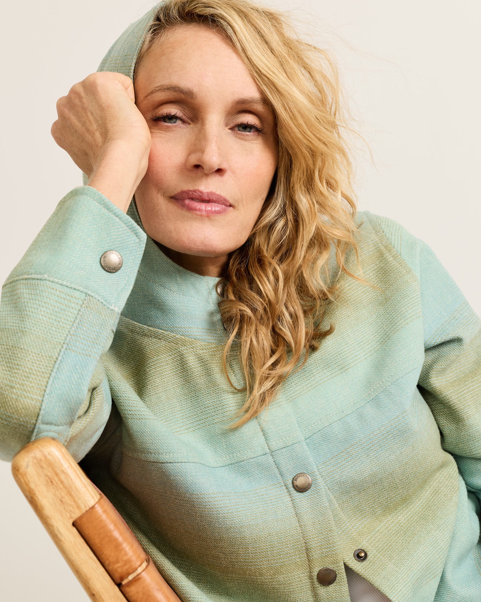 Pendleton | Ombre Trailside Wool Hoodie | Teal/Tan