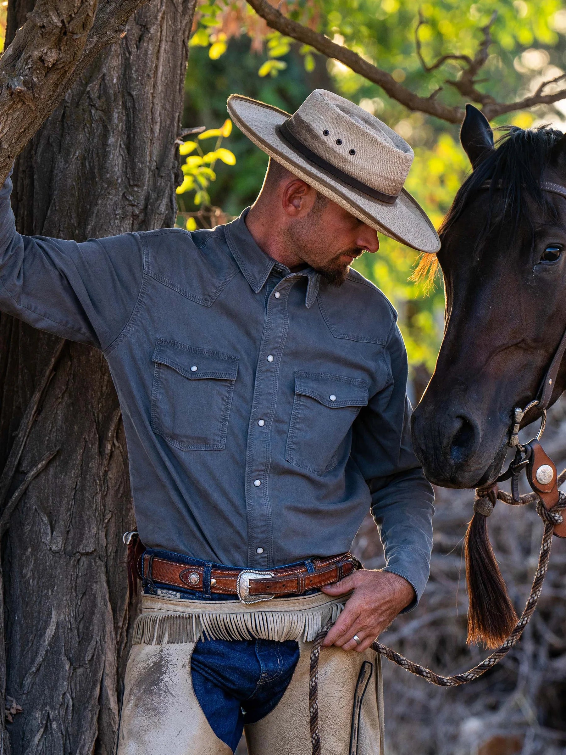 Schaefer Outfitter | Western Denim Snap Shirt | Carbon