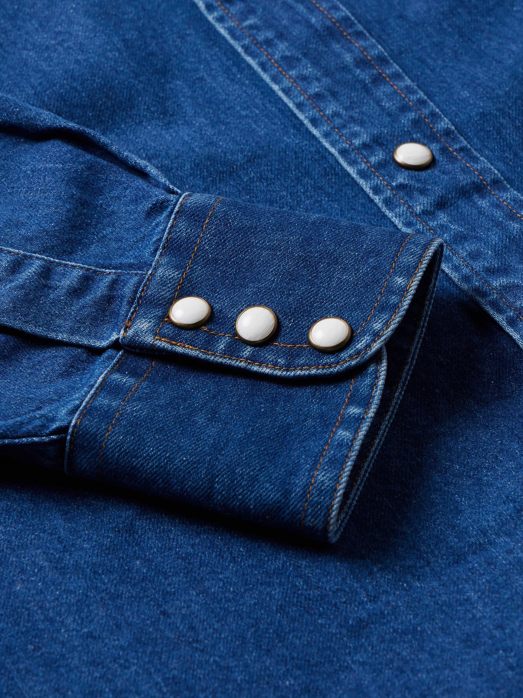 Schaefer Outfitter | Western Denim Pearl Snap Shirt | Dark Indigo