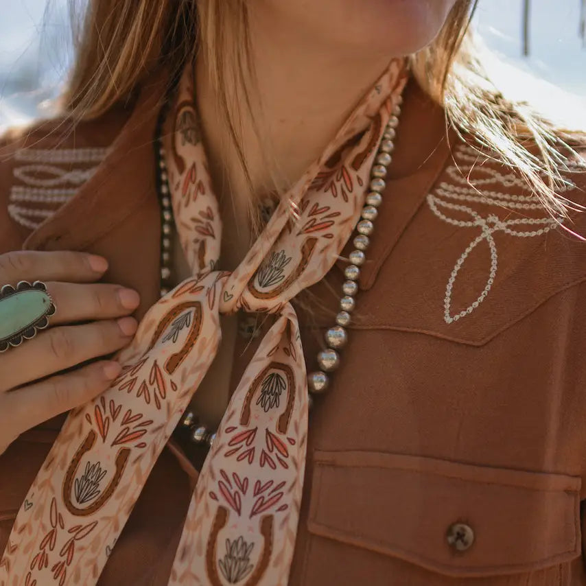 Western Harvest Silk Twilly Scarf | Dusty Rose