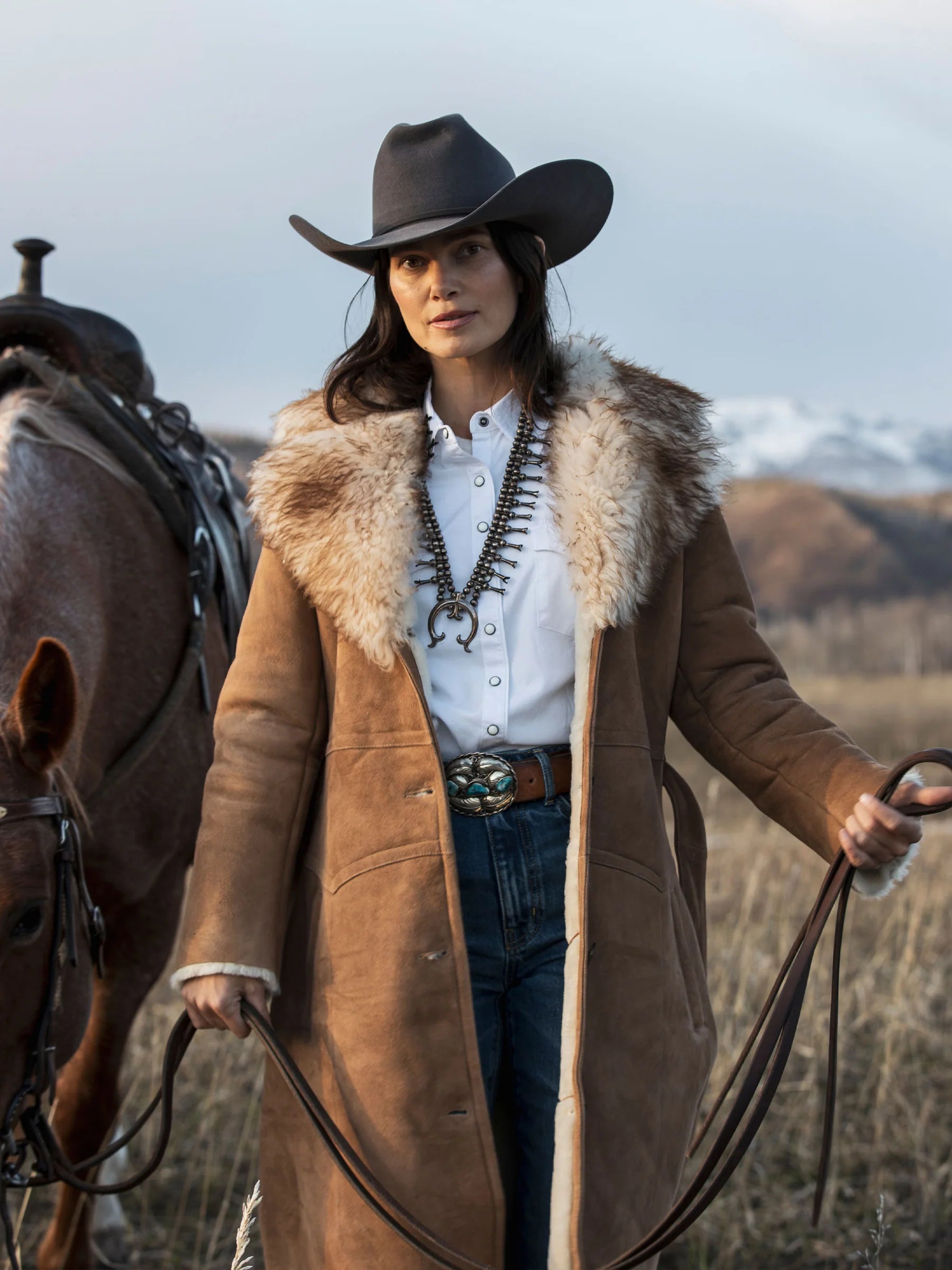 Schaefer Outfitter | Long Shearling Coat | Chestnut