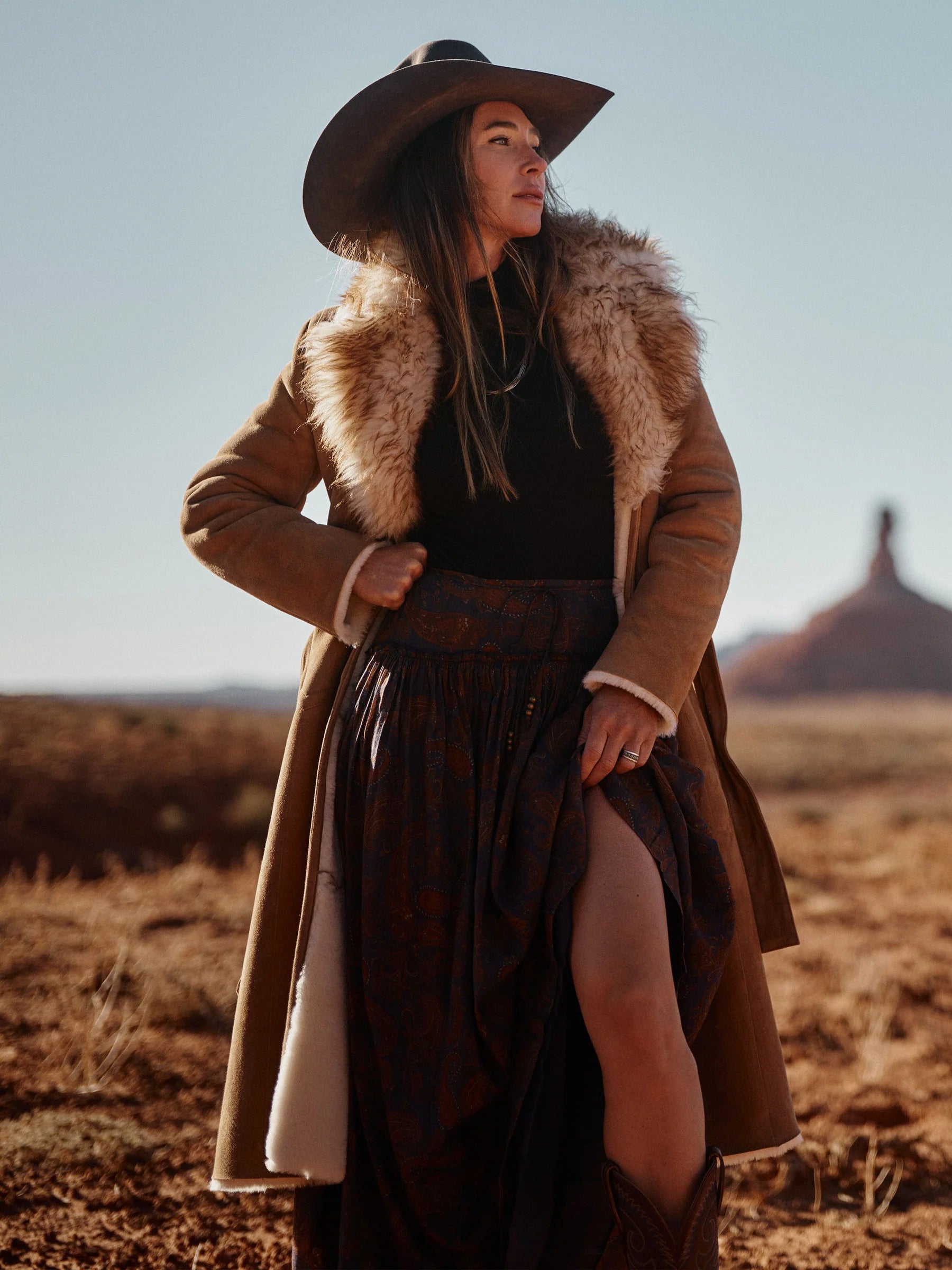 Schaefer Outfitter | Long Shearling Coat | Chestnut