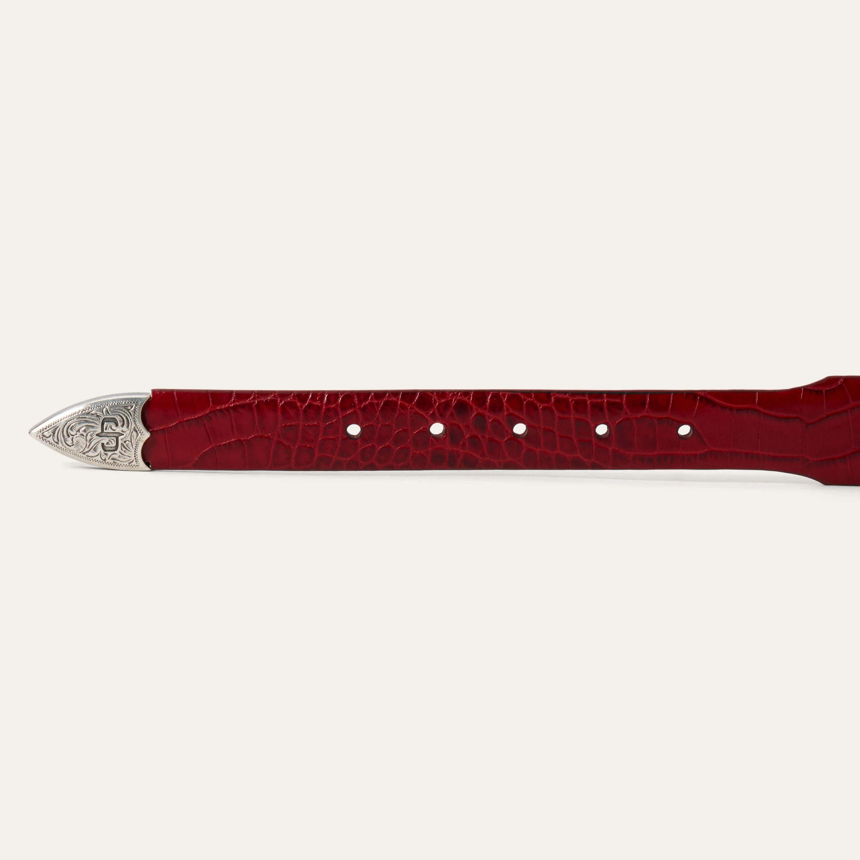 Stetson | Croc Print Italian Leather Tapered Belt | Red
