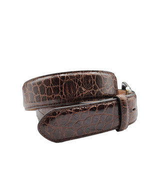 Stetson | Croc Embossed Italian Leather Belt | Cognac