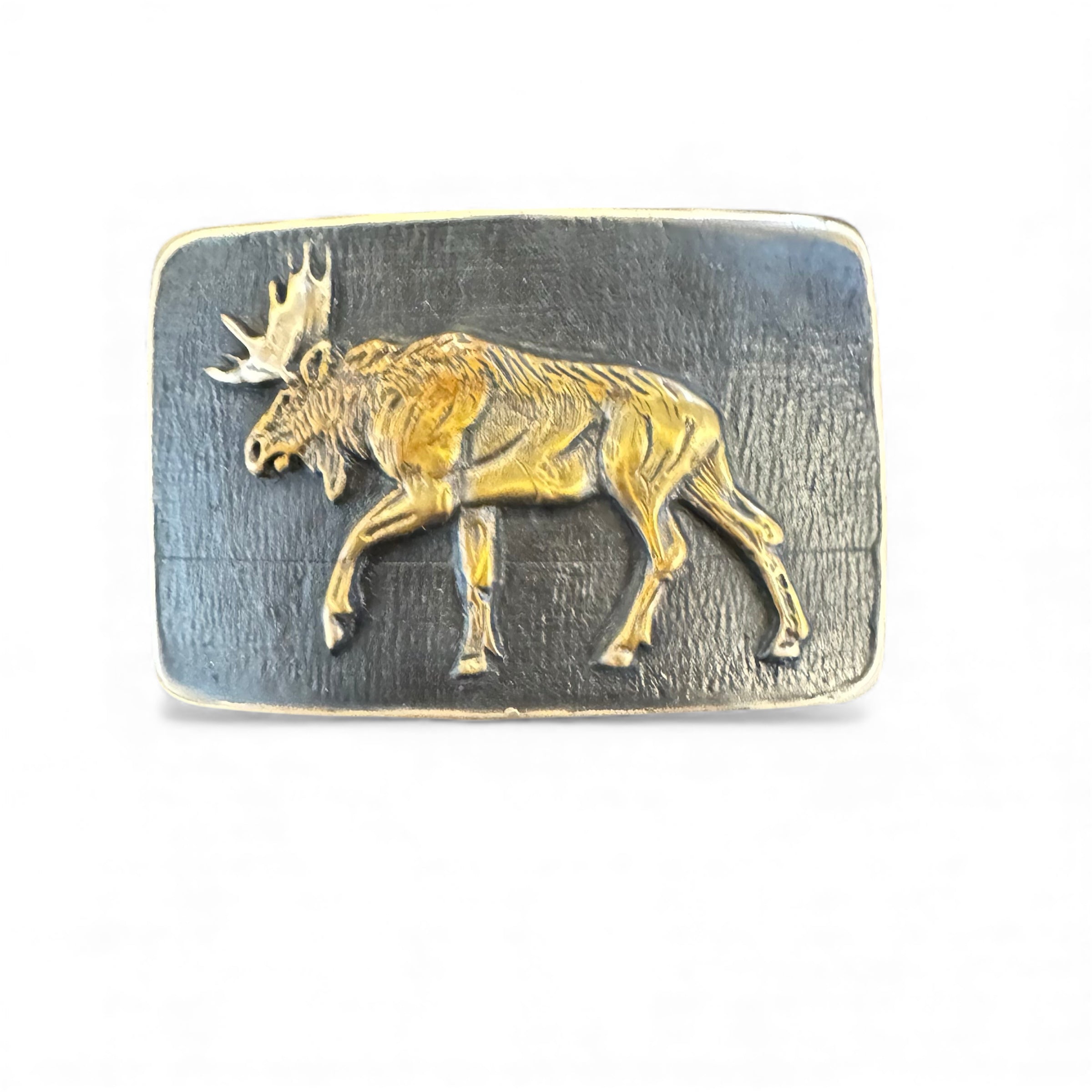 Moose Tracks Bronze Belt Buckle | Black | Rectangle
