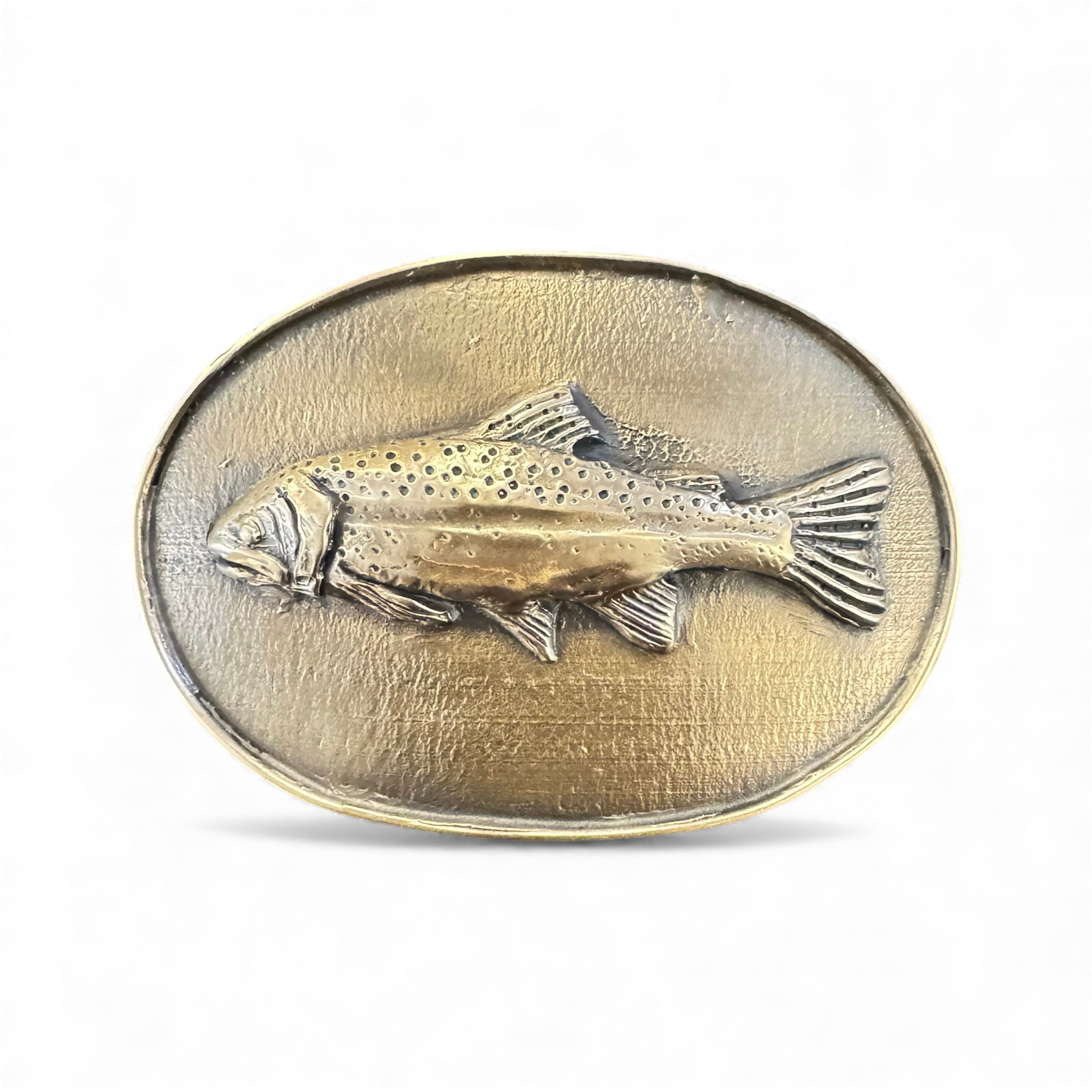 Waterhorse Bronze | Rainbow Trout Bronze Belt Buckle | Oval