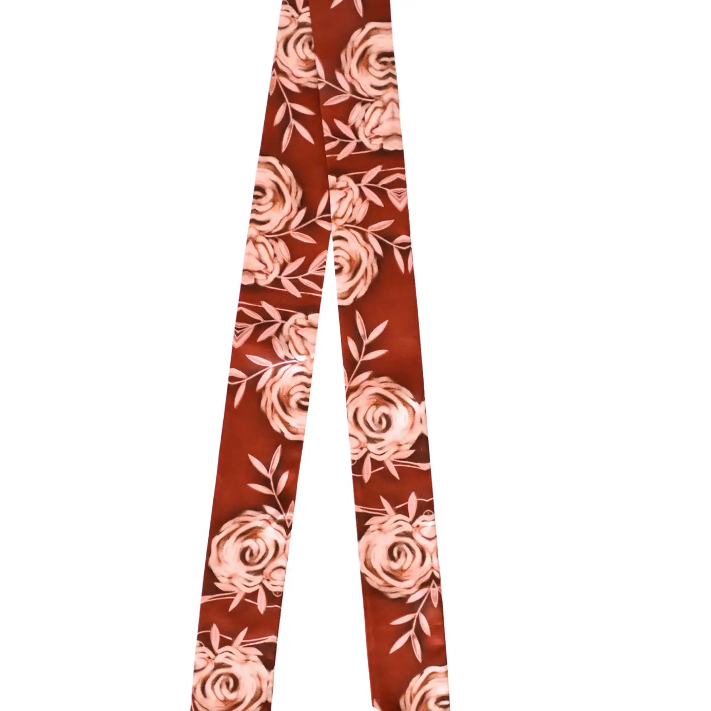 Rustic Wild Roses Western Silk Twilly Scarf | Oxblood