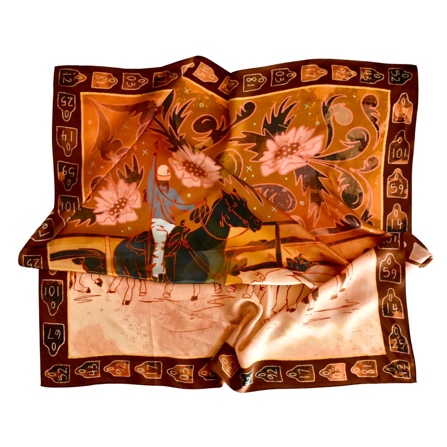 Round Up Silk Western Cowgirl Wild Rag Scarf | 35 x 35