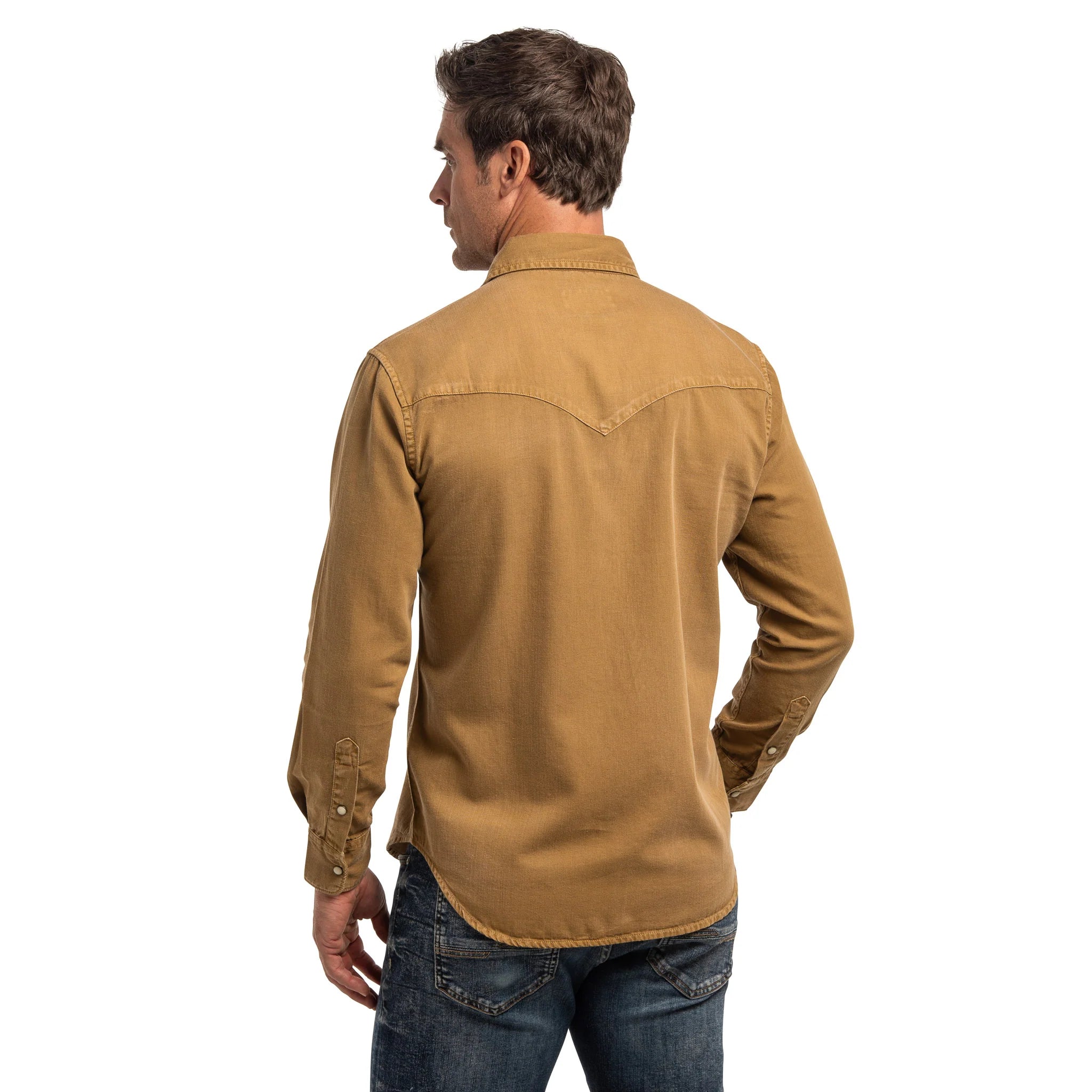 Madison Creek Outfitters | Bisley Cotton/Linen Western Snap Shirt | Buckskin