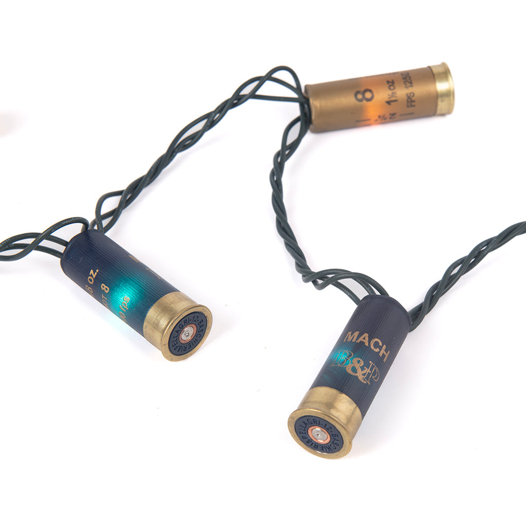 Hank's Bunkhouse | Upcycled Shotgun Shell Lights | Blue & Gold