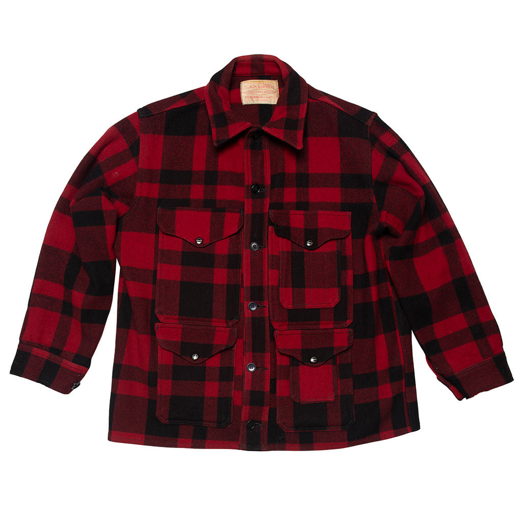 FILSON GARMENT 赤黒チェック ダッフルコート メンズ Vintage Filson Men's Red & Black Buffalo Plaid Mackinaw Coat | 48