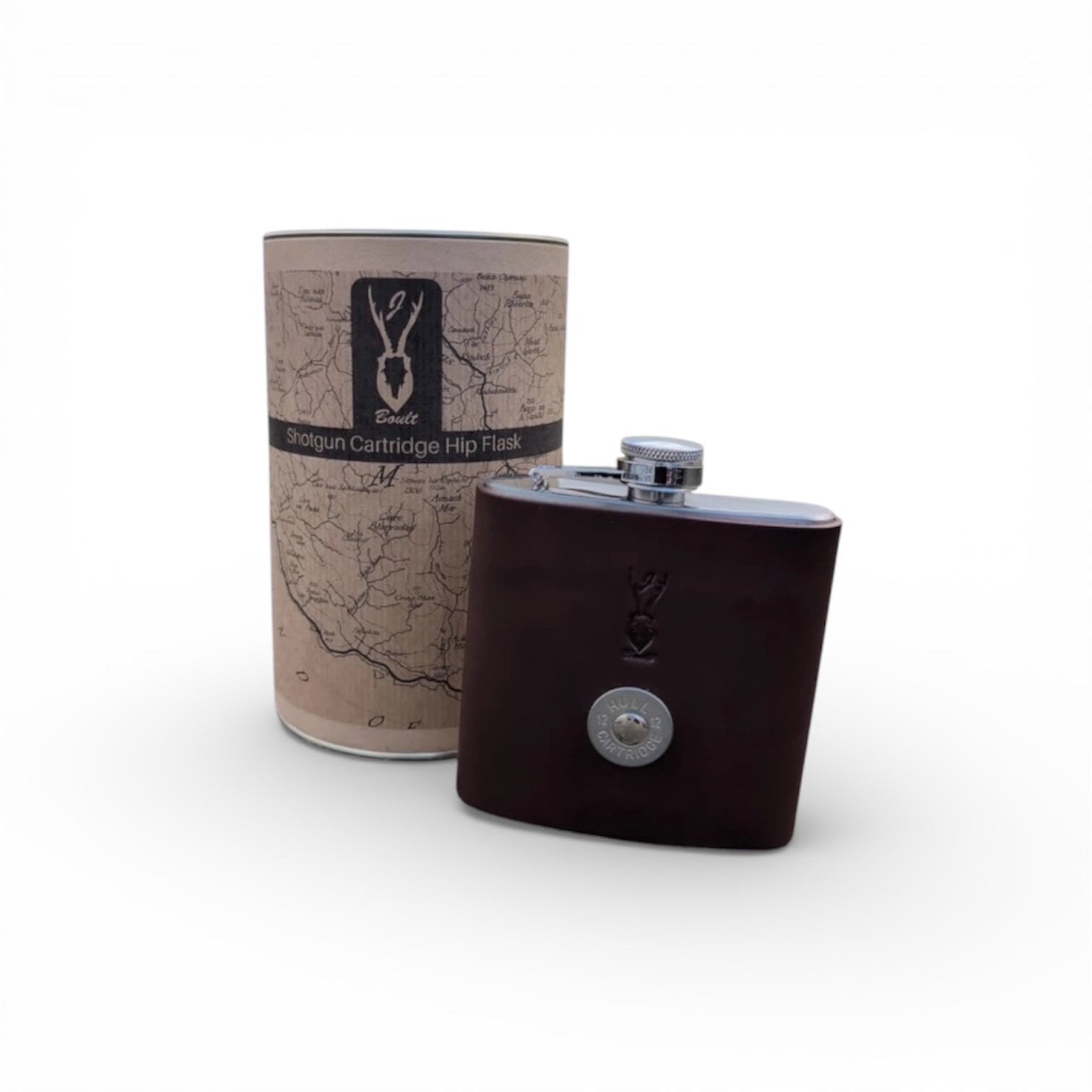 Shotgun Cartridge Leather Hip Flask