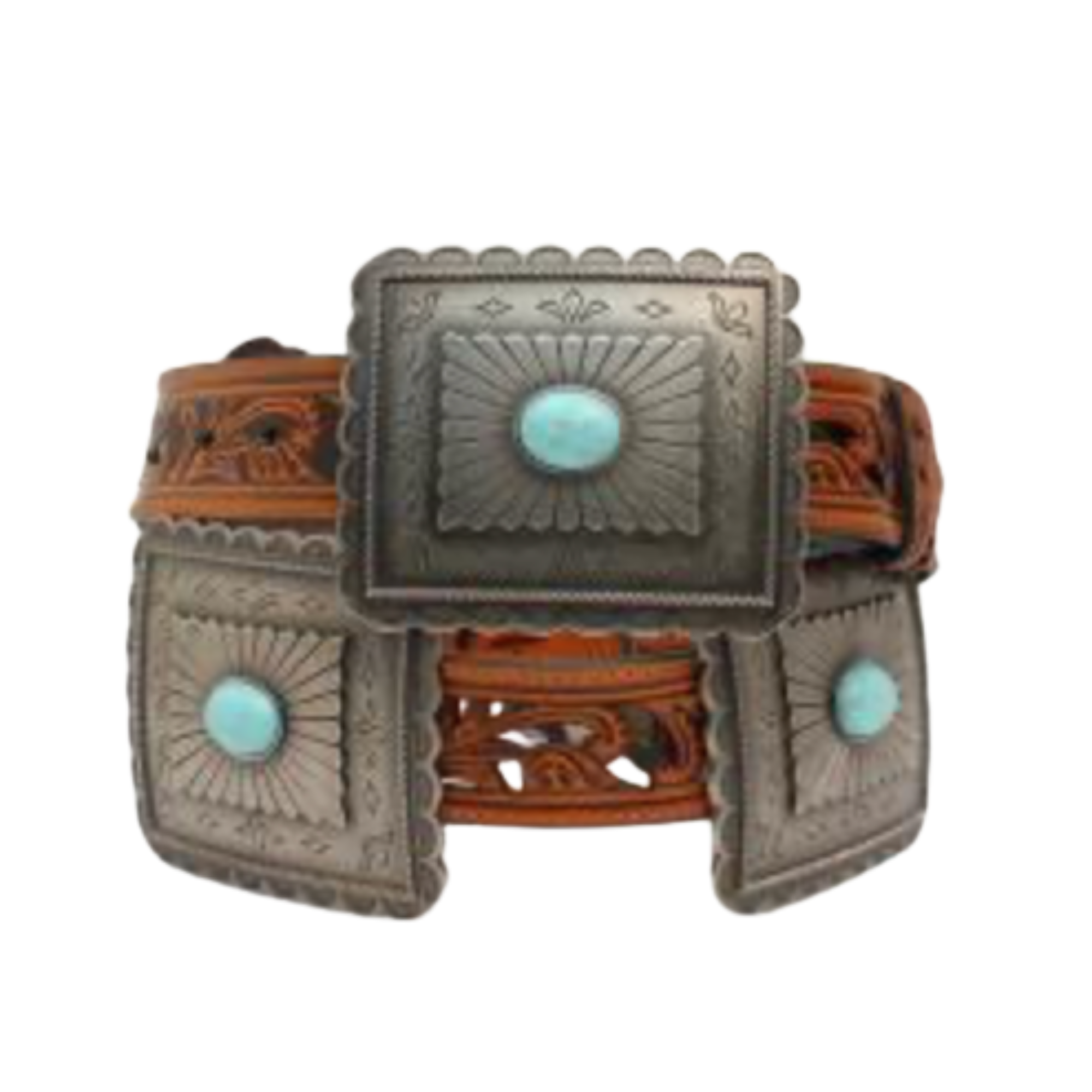 Women's Large Tan Concho Western Belt
