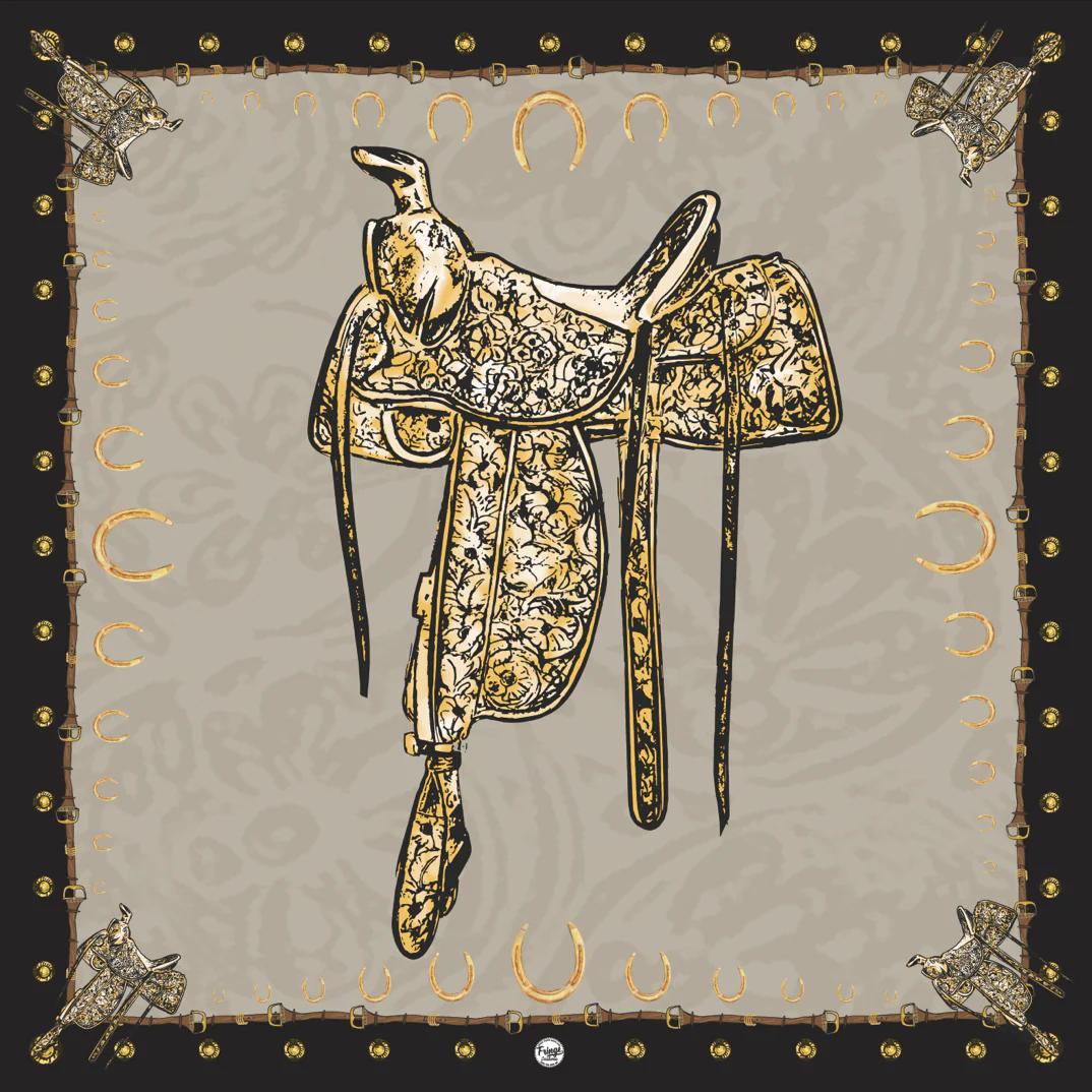 Saddle Up Silk Bandana 35" x 35" | Taupe