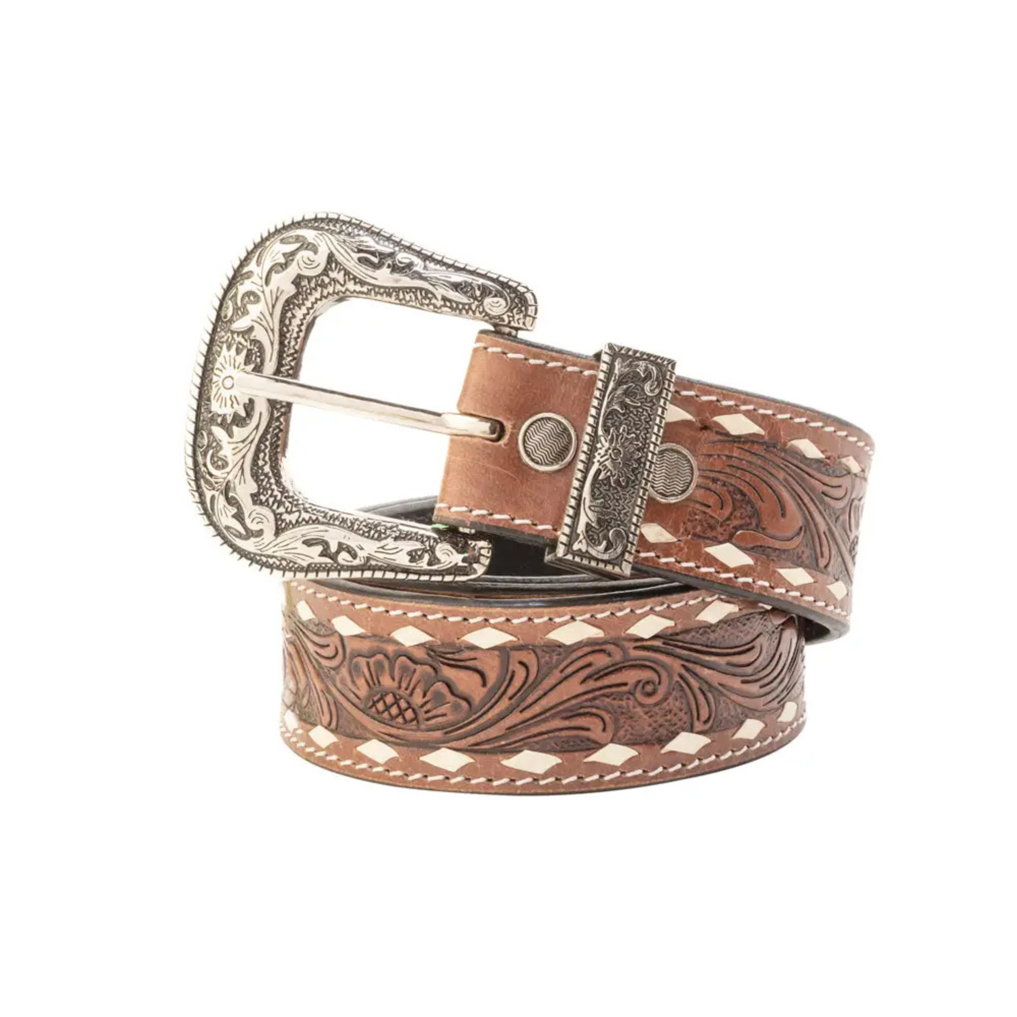 Talavera Hand-tooled Leather Belt- Ember