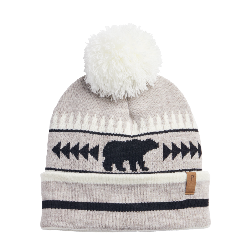 Retro Scene Light Grey Bear Beanie