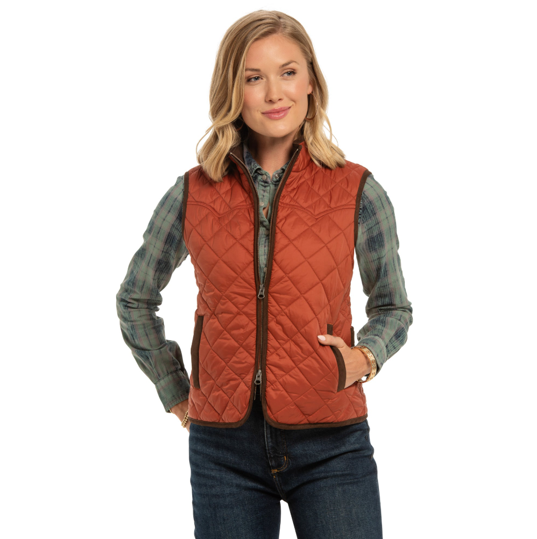 Madison Creek Outfitters | Ennis Quilted Vest | Burnt Orange