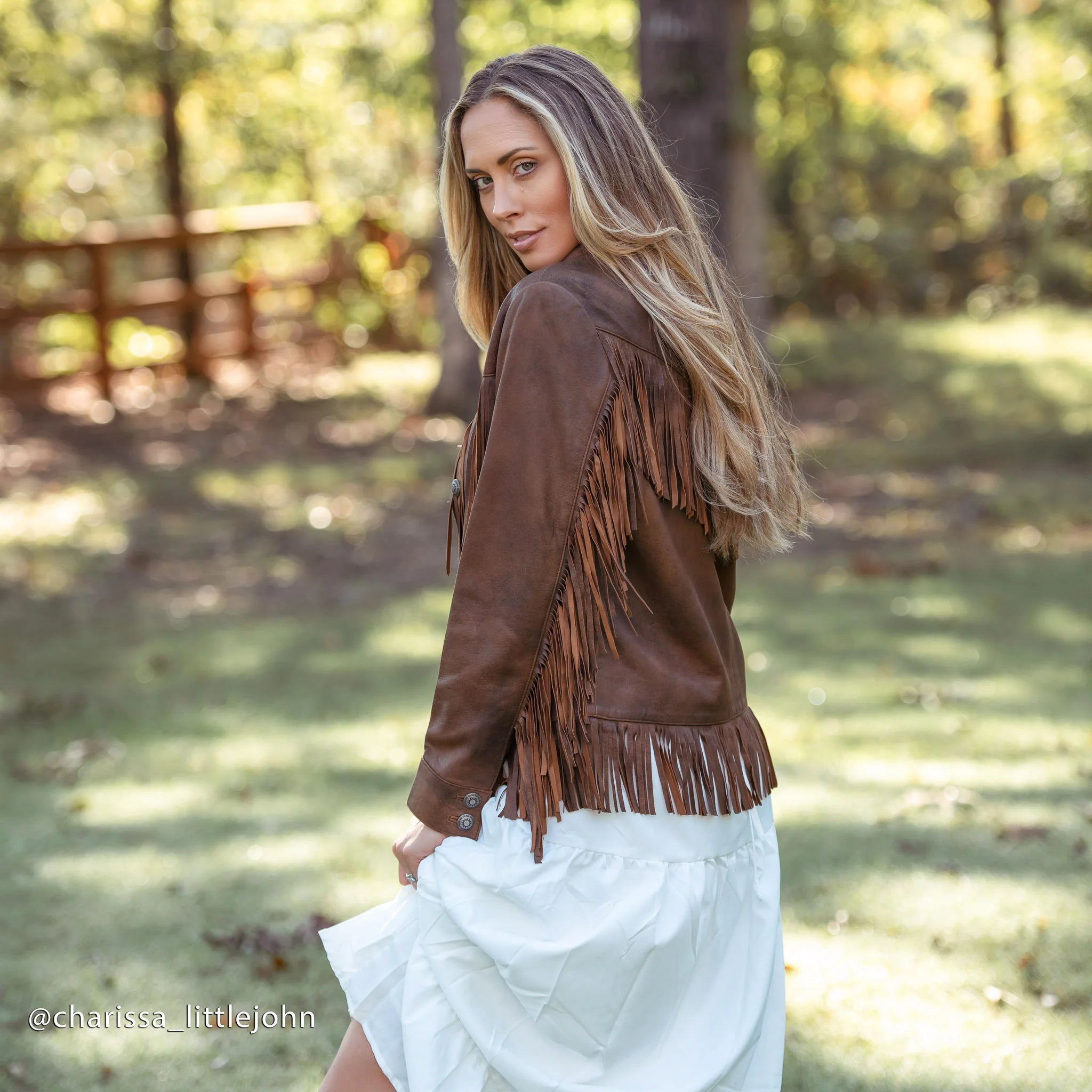 Madison Creek Outfitters | Lea Leather Fringe Jacket Brown