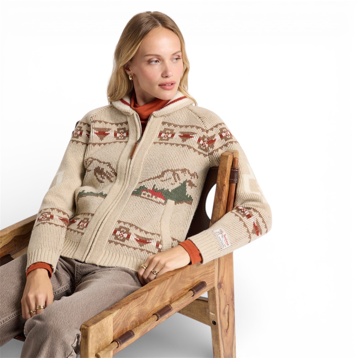 Pendleton | Alpin Lambswool Zip Cardigan | Oatmeal Heather