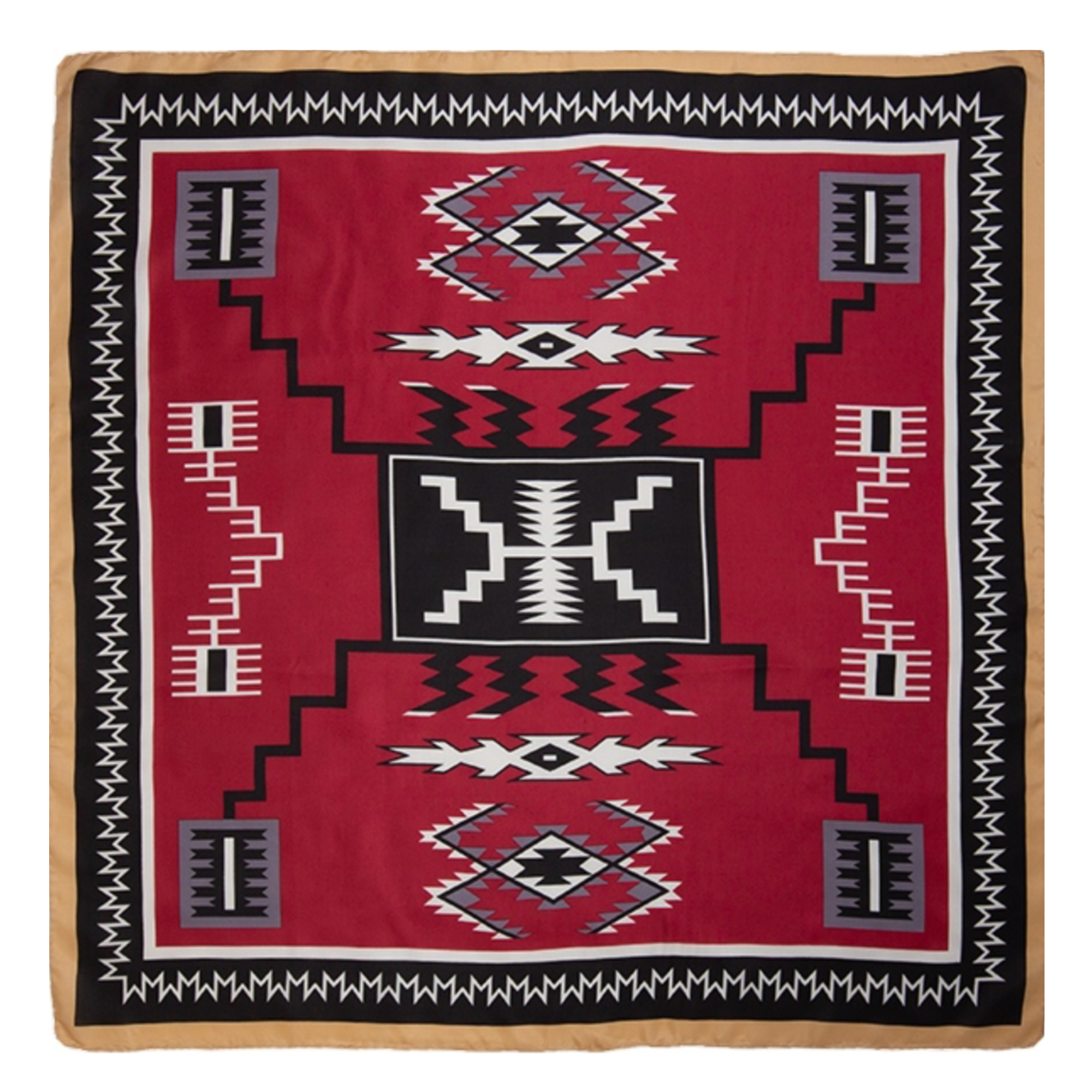 Maroon & Black Aztec Silk Scarf