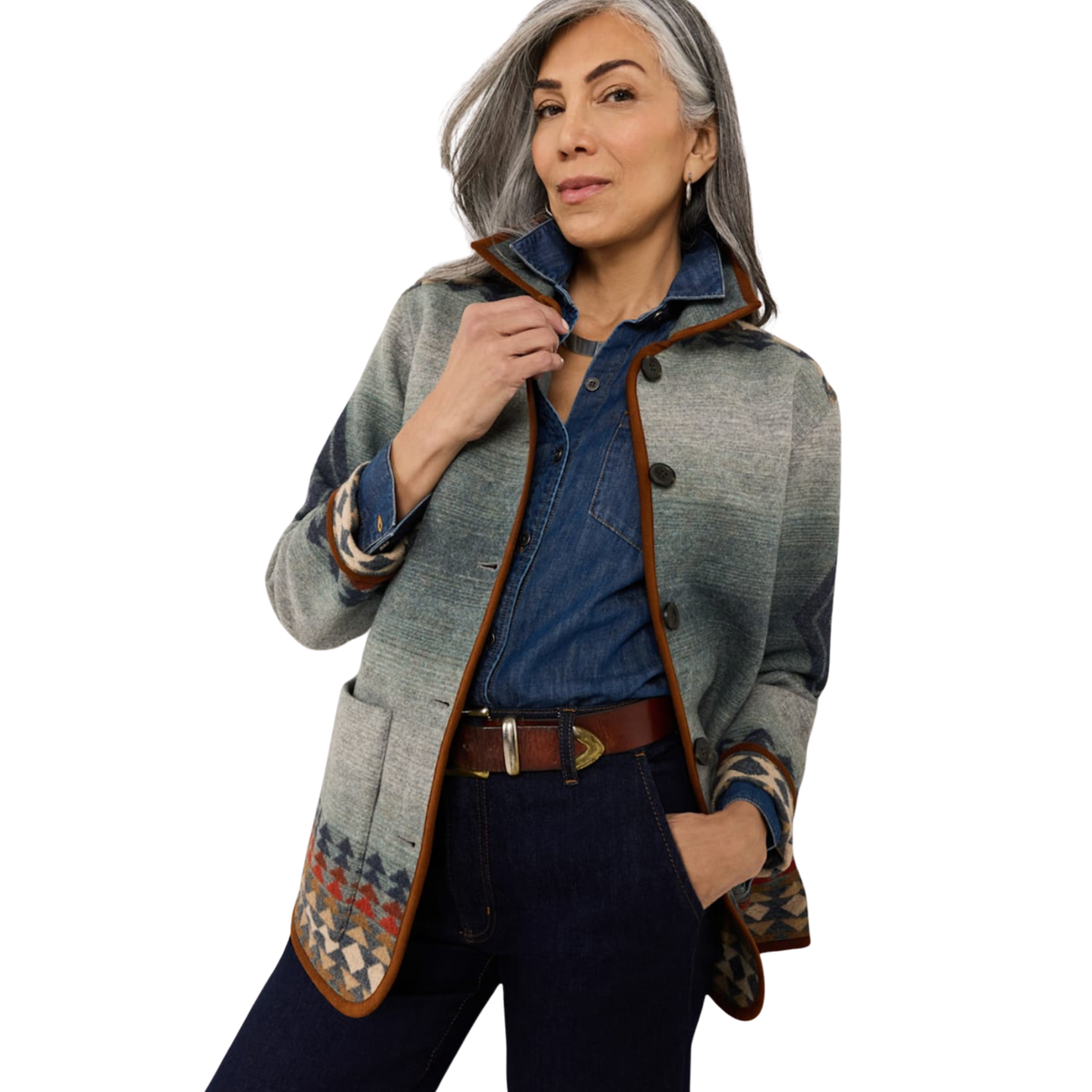Reversible Wool Indigo Coat