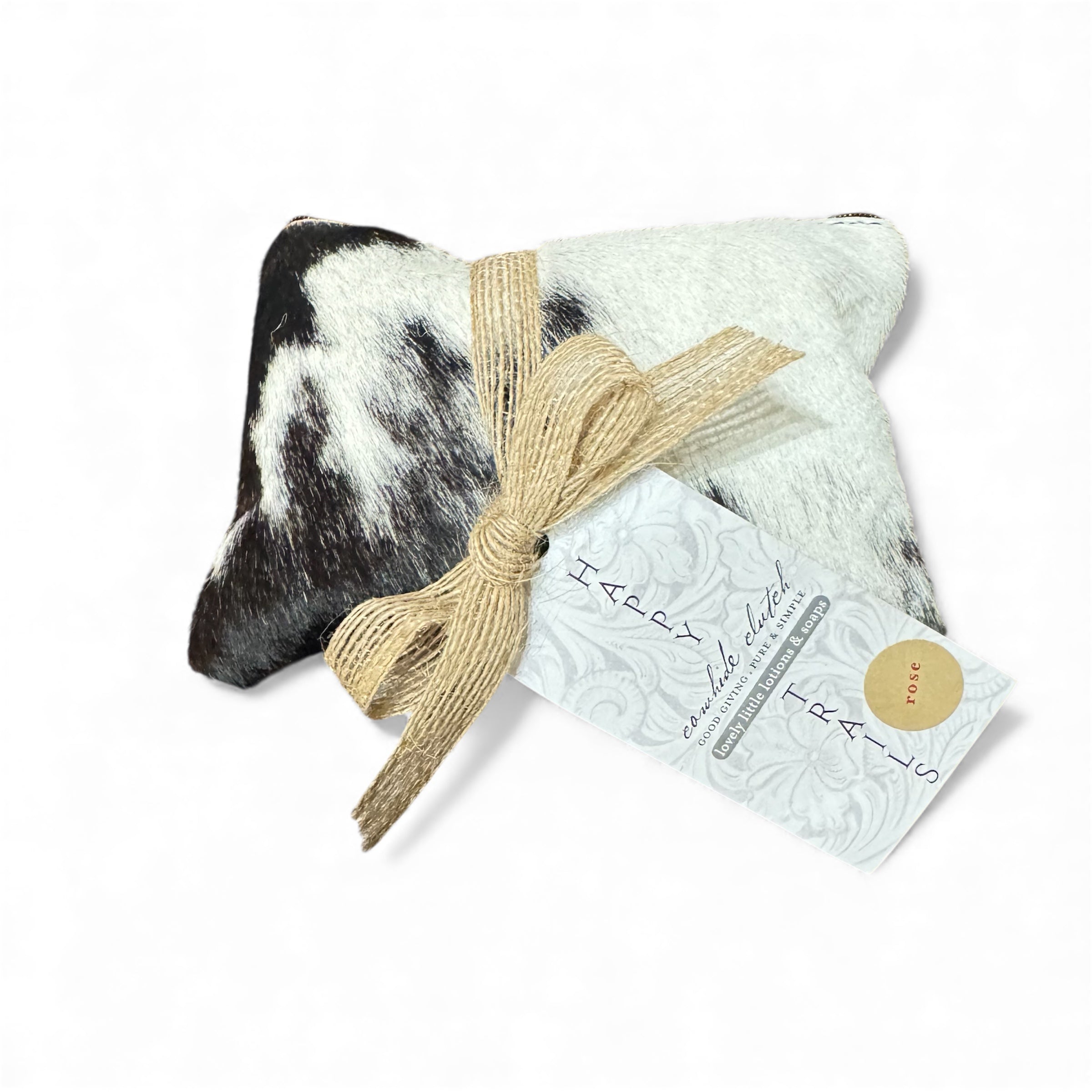 Happy Trails Pouch | Black Cowhide | Rose Geranium