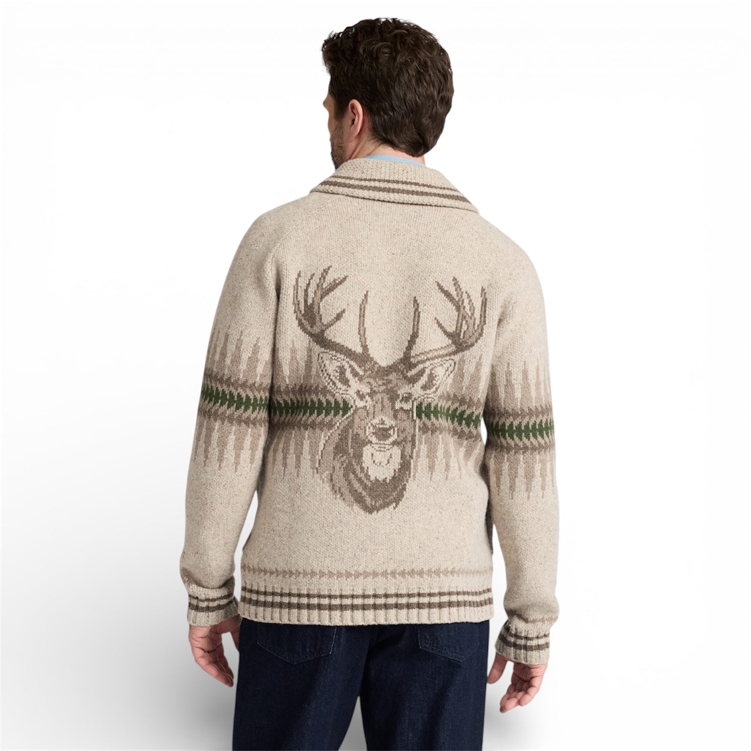 Pendleton | Sawtooth Buck Lambswool Zip Cardigan | Oatmeal