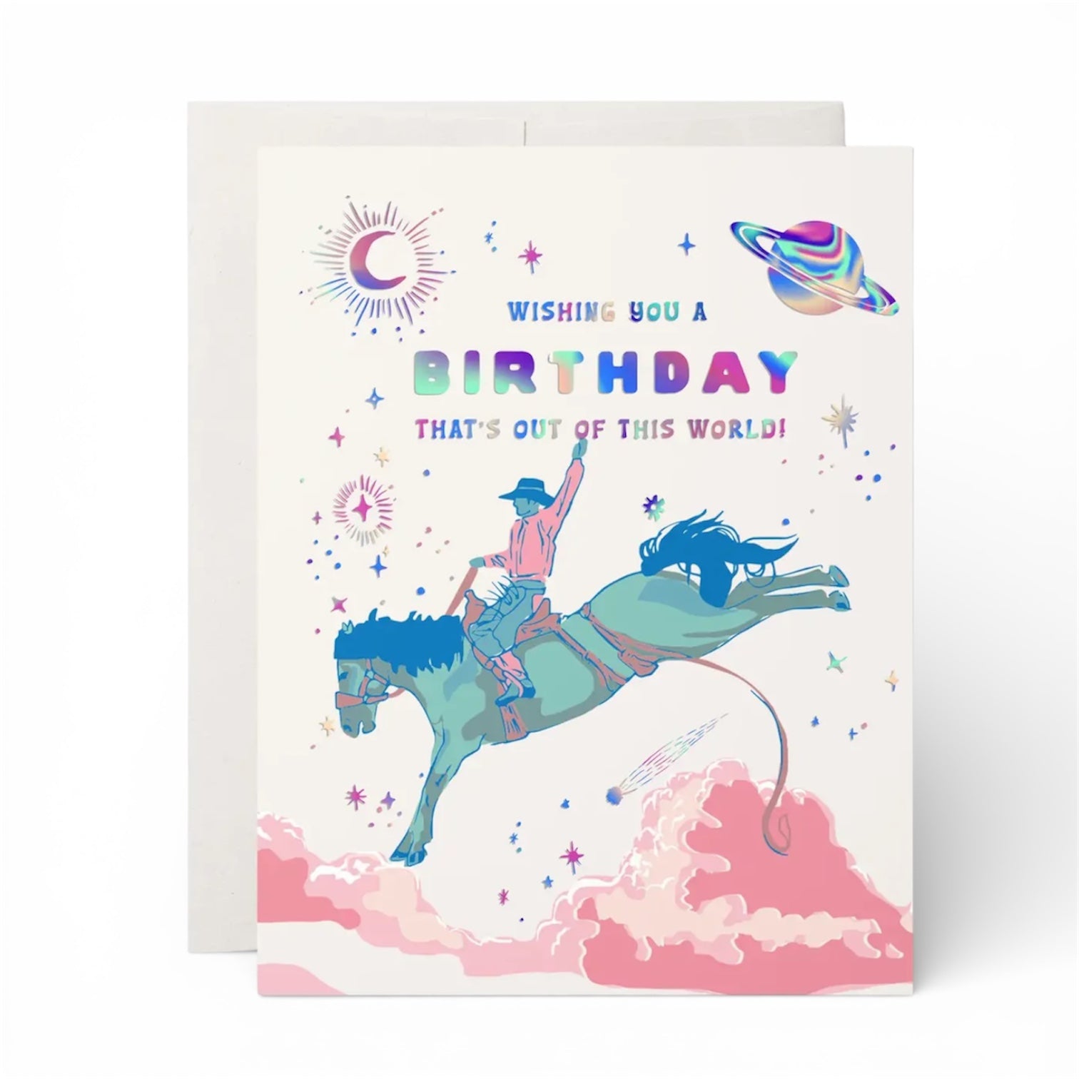 Retro Space Cowboy Birthday Greeting Card