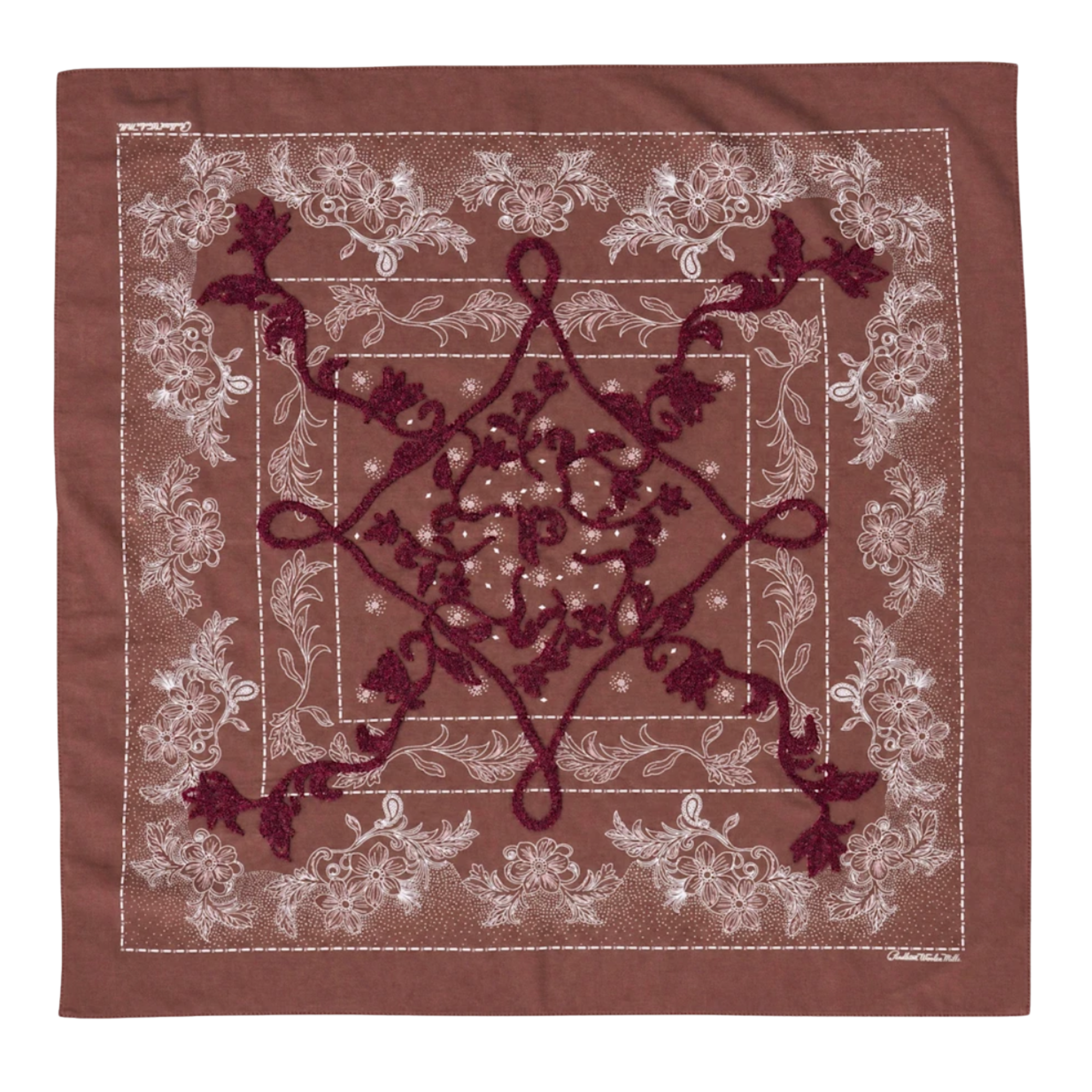 Embroidered Bandana In Raisin Color