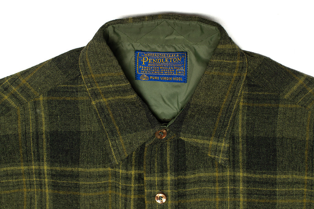 Vintage Pendleton Sage Green Plaid Wool Shirt | S