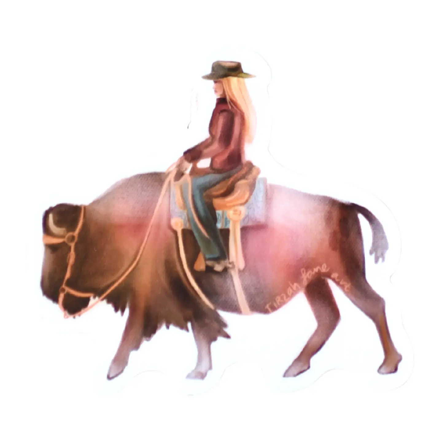 Roaming Cowgirl Bision Western Sticker