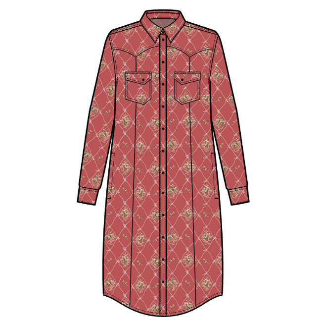 Women's Cowgirl Adobe Lattice Gambler Shirt Dress